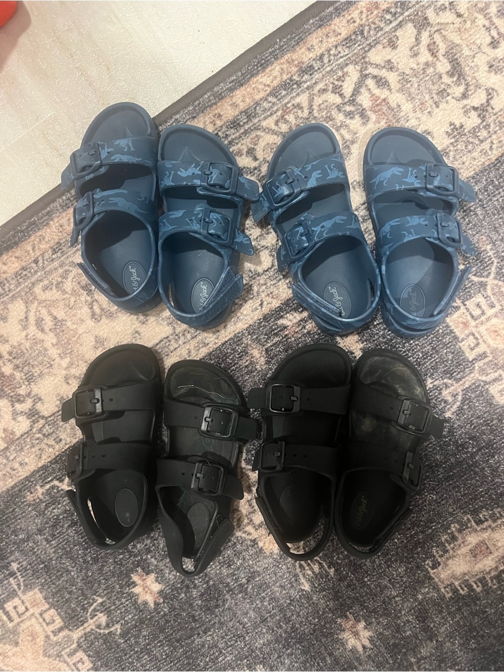 4 Pairs Cat & Jack Double-Buckle Kids Sandals in Blue and Black SZ10